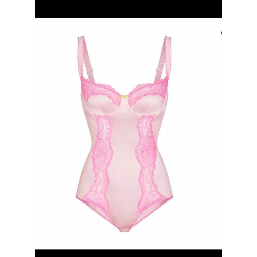 Skims Stretch Satin Lace Balconette Bodysuit Cherry Blossom Multi